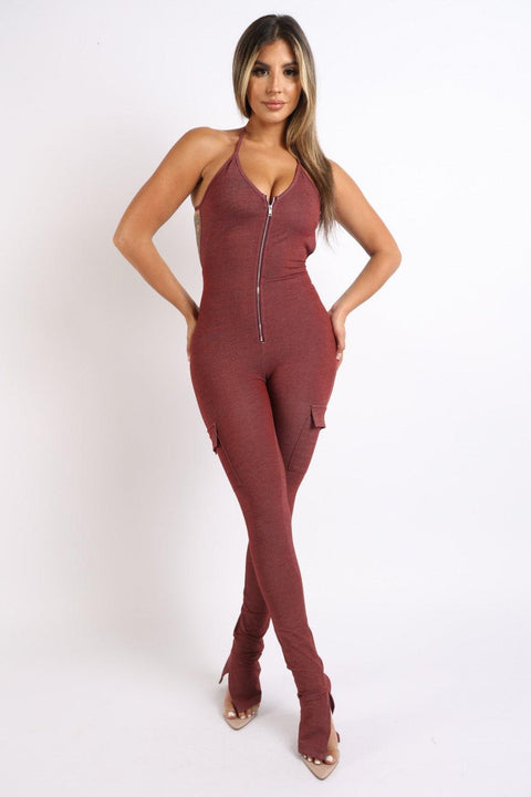 Cargo pocket halter jumpsuit - MerseSlay 