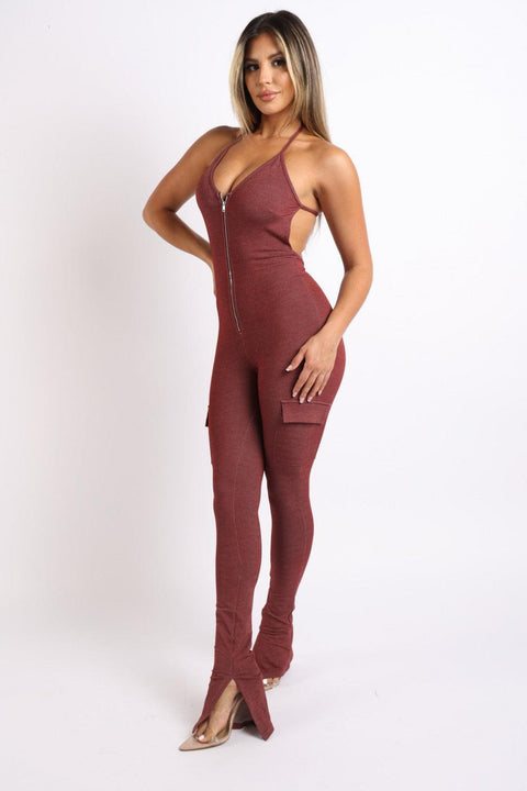 Cargo pocket halter jumpsuit - MerseSlay 