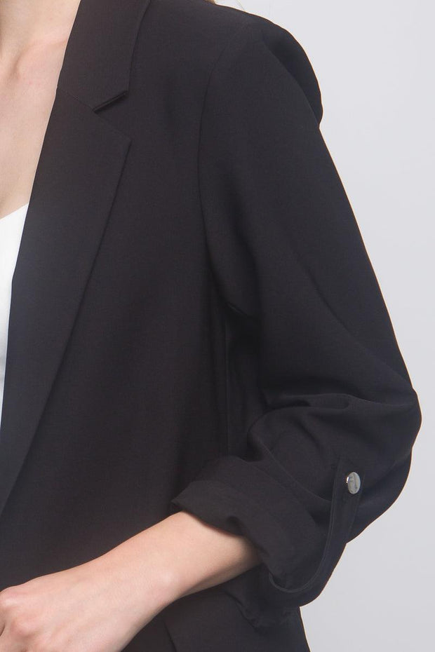 Woven Solid 3/4 Sleeve Blazer - MerseSlay 