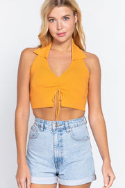 Halter Ruched Crop Sweater Knit Top - MerseSlay 