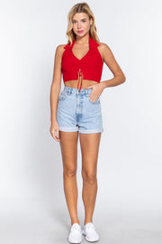 Halter Ruched Crop Sweater Knit Top - MerseSlay 