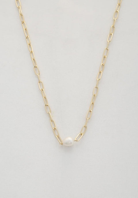 Pearl Bead Oval Link Necklace - MerseSlay 