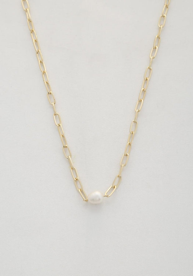 Pearl Bead Oval Link Necklace - MerseSlay 