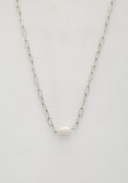 Pearl Bead Oval Link Necklace - MerseSlay 