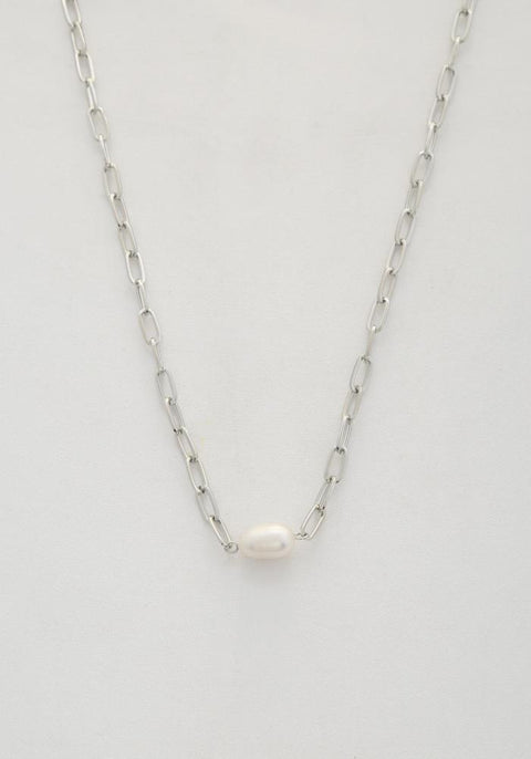 Pearl Bead Oval Link Necklace - MerseSlay 