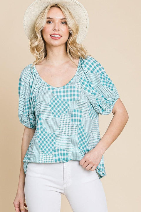 Hounds Tooth And Check Plaid Top - MerseSlay 