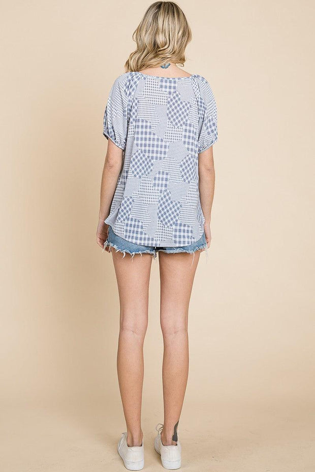 Hounds Tooth And Check Plaid Top - MerseSlay 