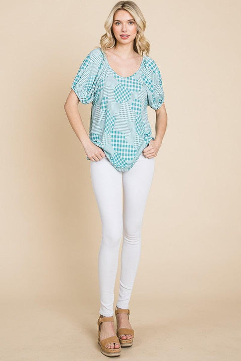 Hounds Tooth And Check Plaid Top - MerseSlay 